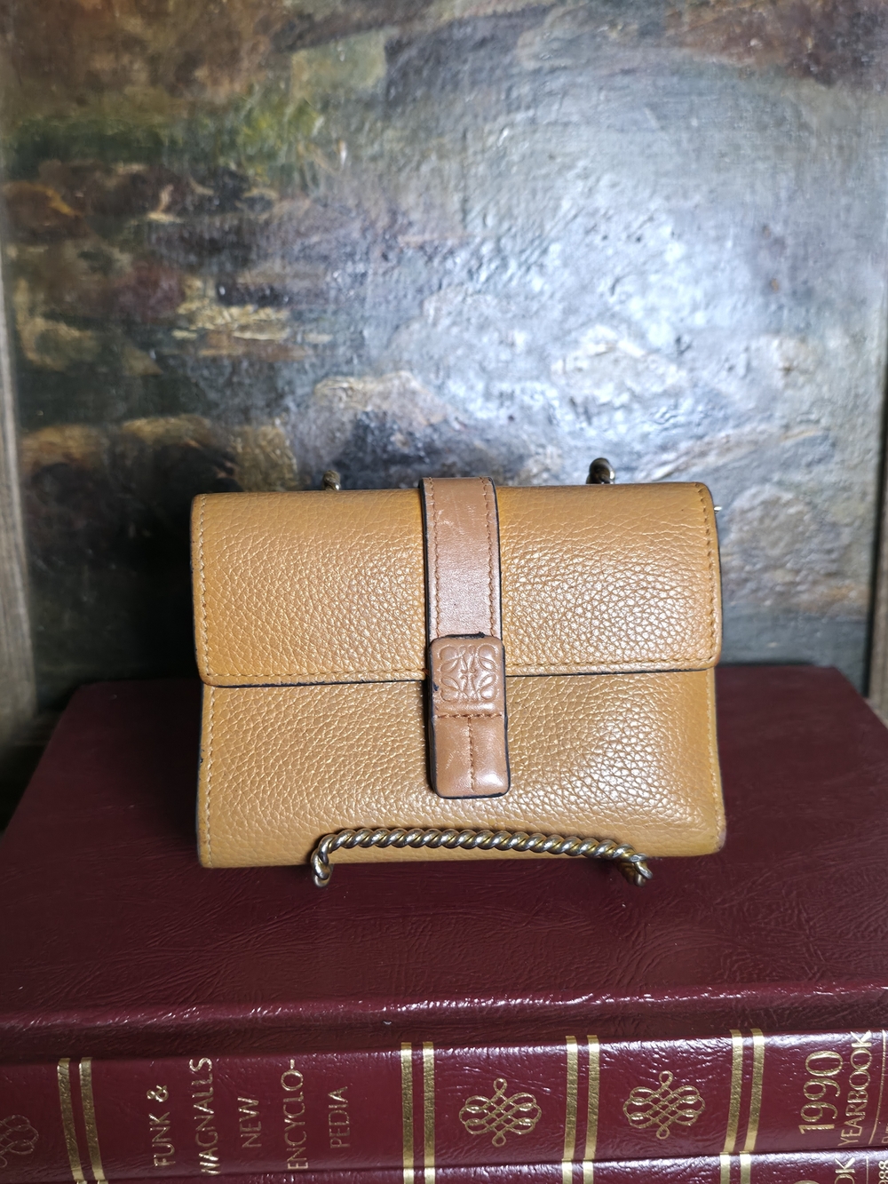 Authentic LOEWE Compact Zip bifold wallet crafted in luxurious soft grained calf